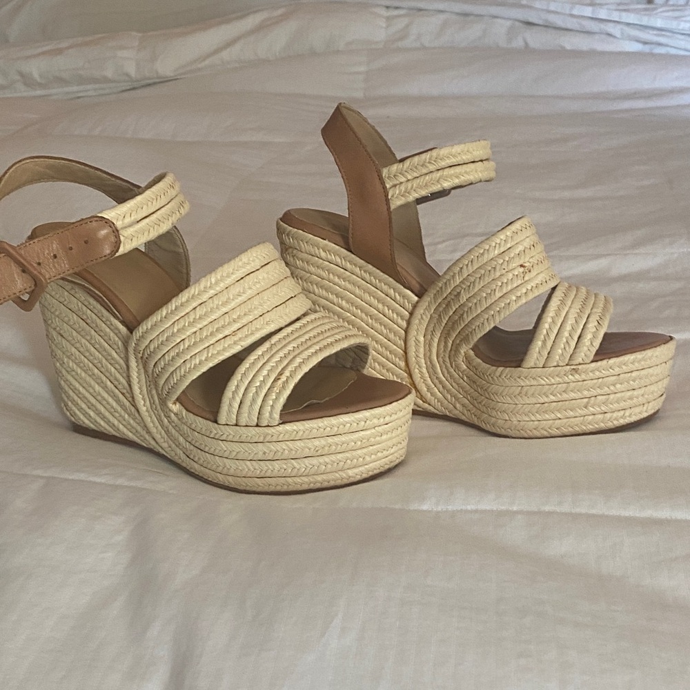 Women's Cream Wedge Sandals